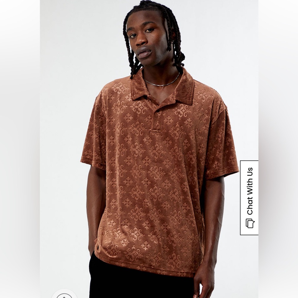 Pacsun Brown Velour Polo Shirt